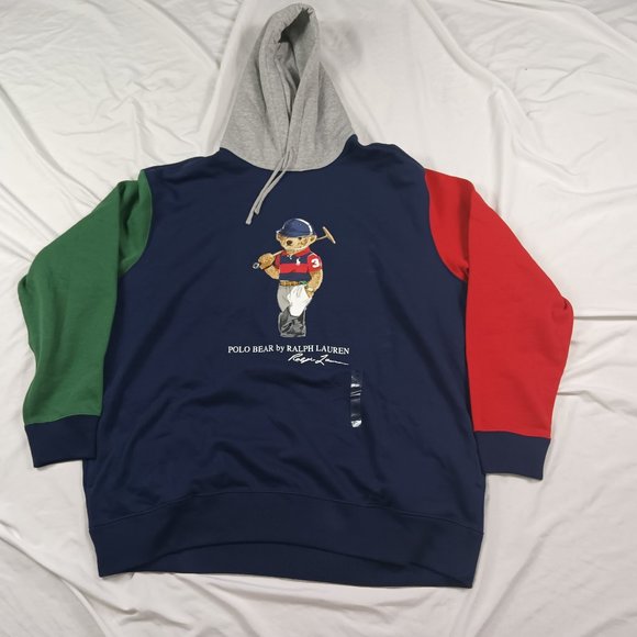 Polo Ralph Lauren Men's Big & Tall Polo Bear Player Colorblock Hoodie - Picture 1 of 6